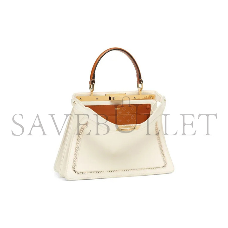 F**di fabric vitello ajour embroidered medium peekaboo i see u grezzo cuoio 8bn321aayof189s (33*25*12cm)